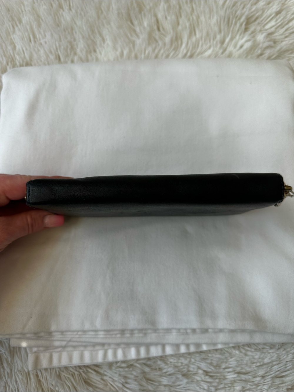 Tory Burch Bombe T Zip Continental Wallet Black Leather Logo Wristlet Clutch - Picture 5 of 10